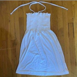 Cutest midi terry cloth white halter tie y2k beach dress